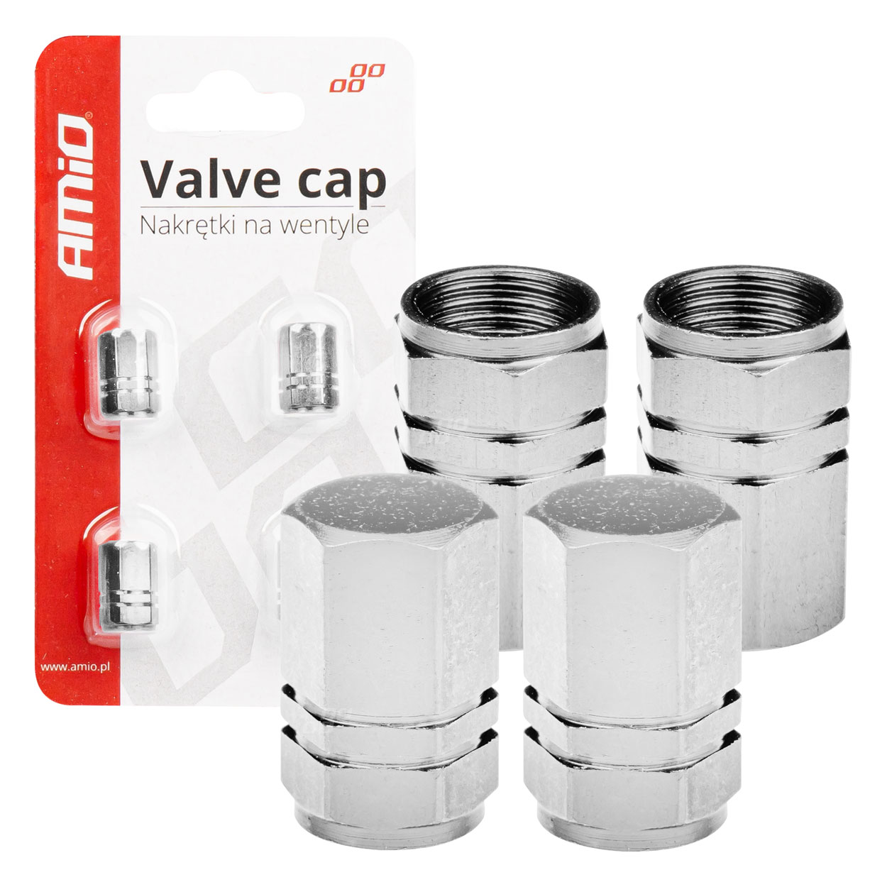 Set capace ventil 4 buc aluminiu, Argintiu