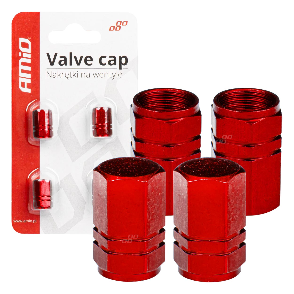 Set capace ventil 4 buc aluminiu, Rosii
