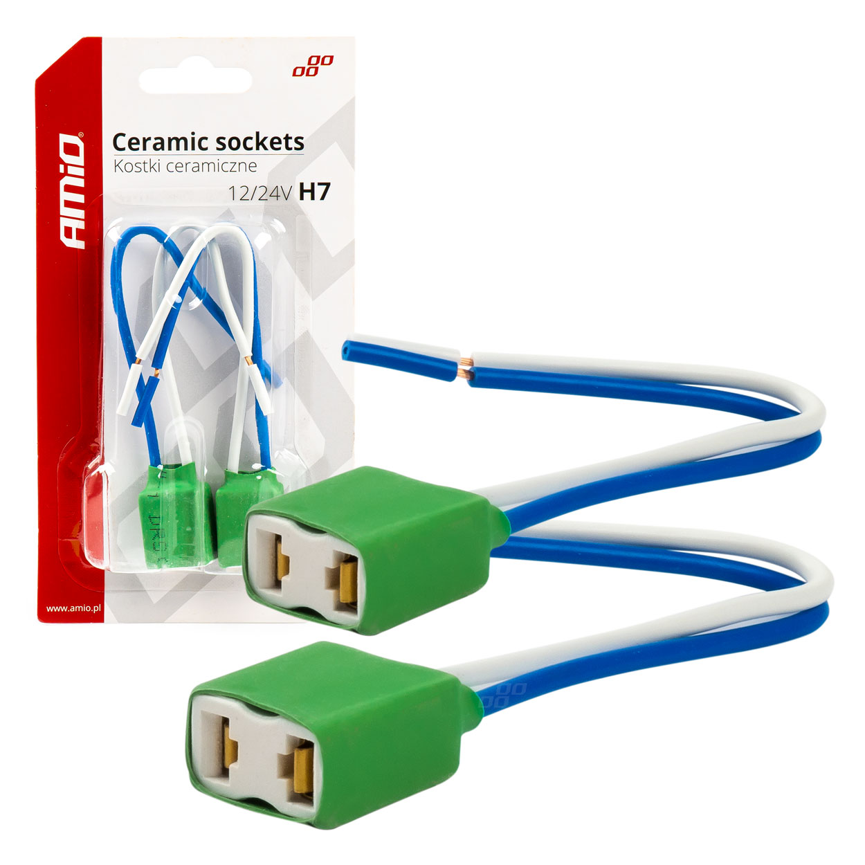 Mufa bec H7, ceramica; soclu, set 2 buc.; AMIO