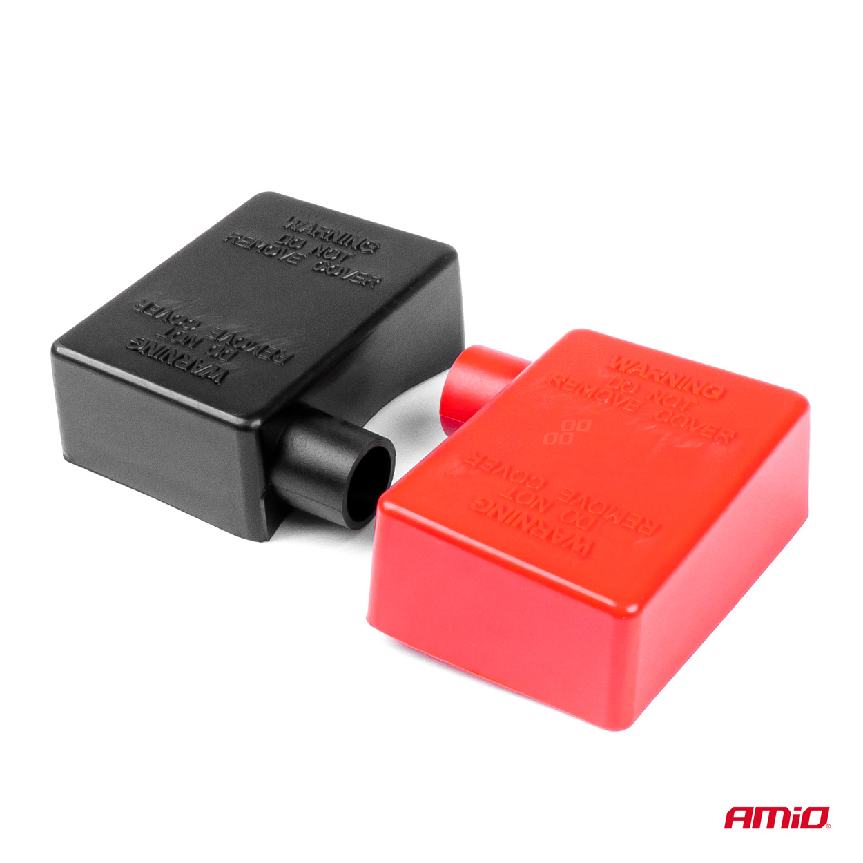 Set capace borne baterie; cauciuc, set 2 buc. Negru + Rosu, AMIO