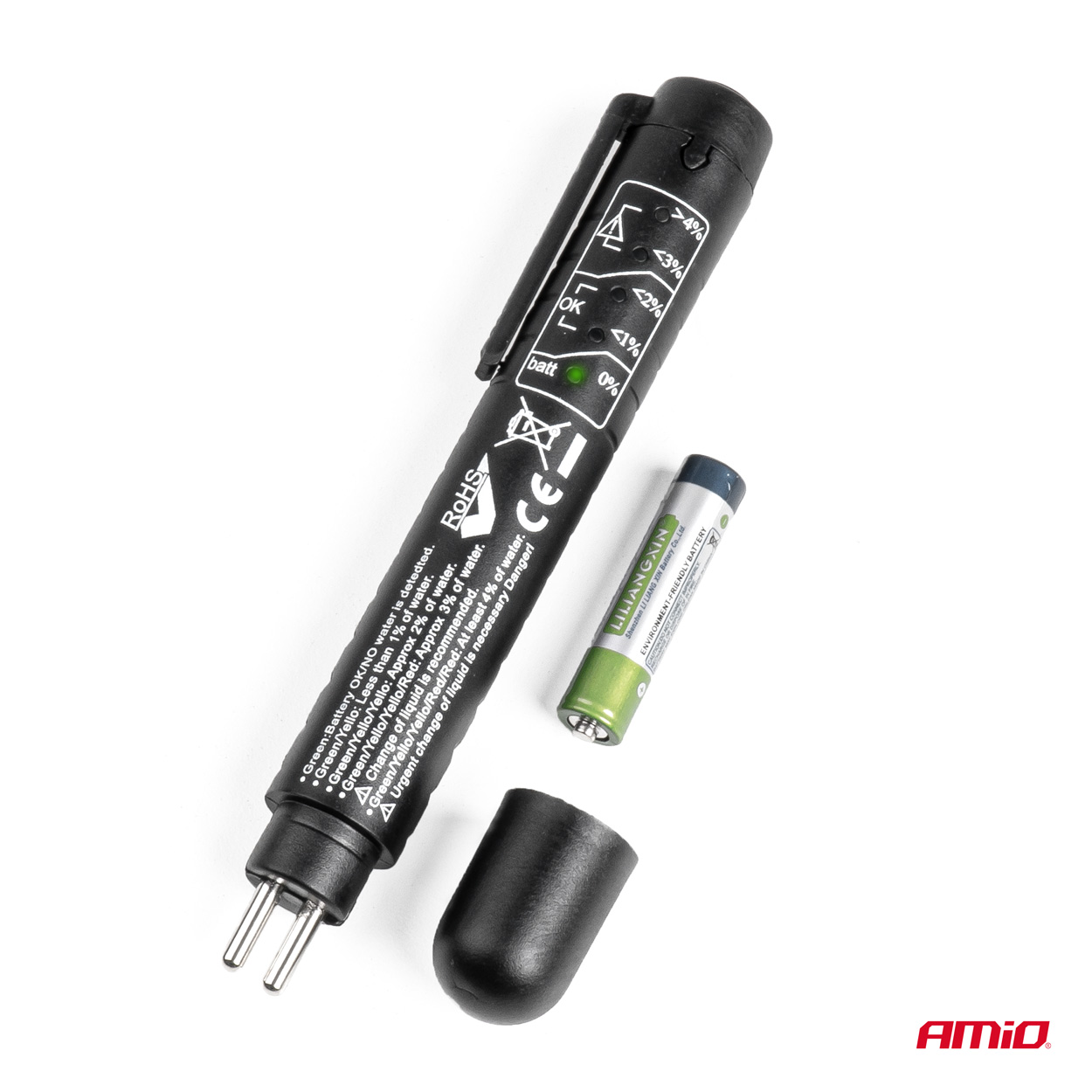 Tester lichid frana; DOT 3, DOT 4, DOT 5, DOT 5.1, electronic, indicator LED; AMIO