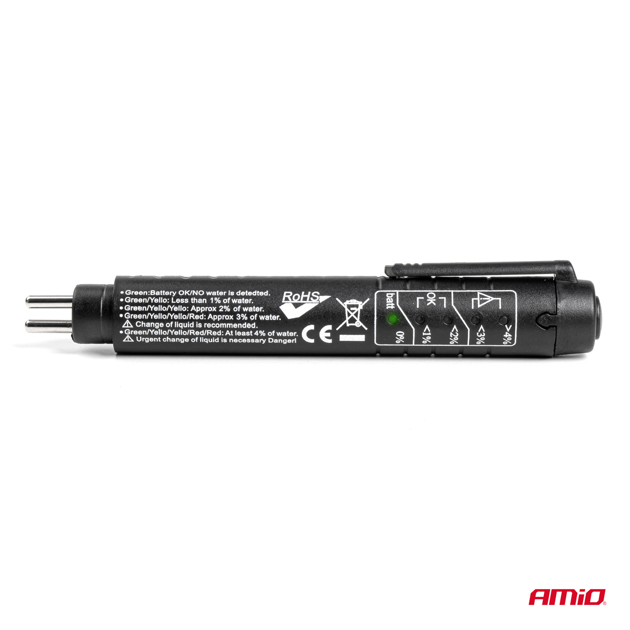 Tester lichid frana; DOT 3, DOT 4, DOT 5, DOT 5.1, electronic, indicator LED; AMIO