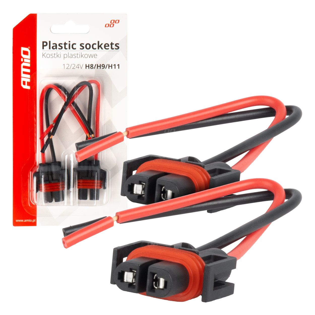 Mufa bec H8/H9/H11, soclu ceramic, set 2 buc; AMIO