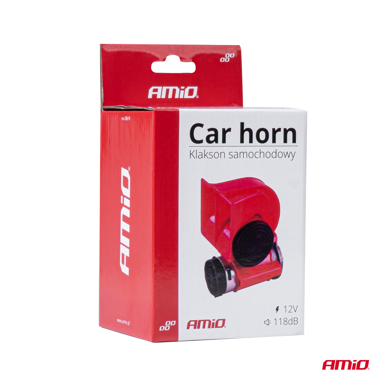 Claxon in doua tonuri, 12V, 118dB, 530-680Hz, durata viata 100.000 cicluri pornit/oprit, cu releu; AMIO