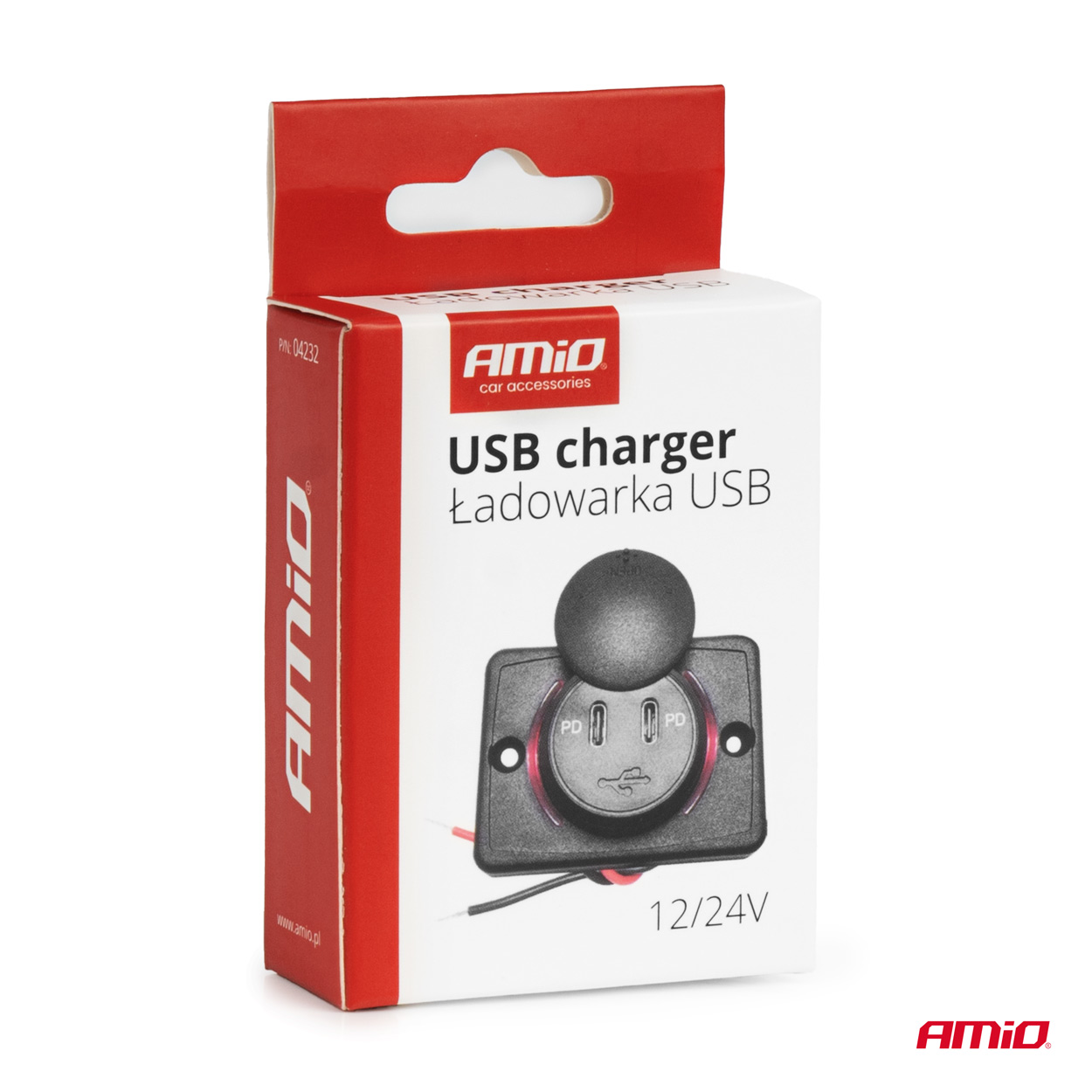 Priza cu 2 USB, 12-24V, USB-C 12V 24V, suport patrat, rezistent la apa