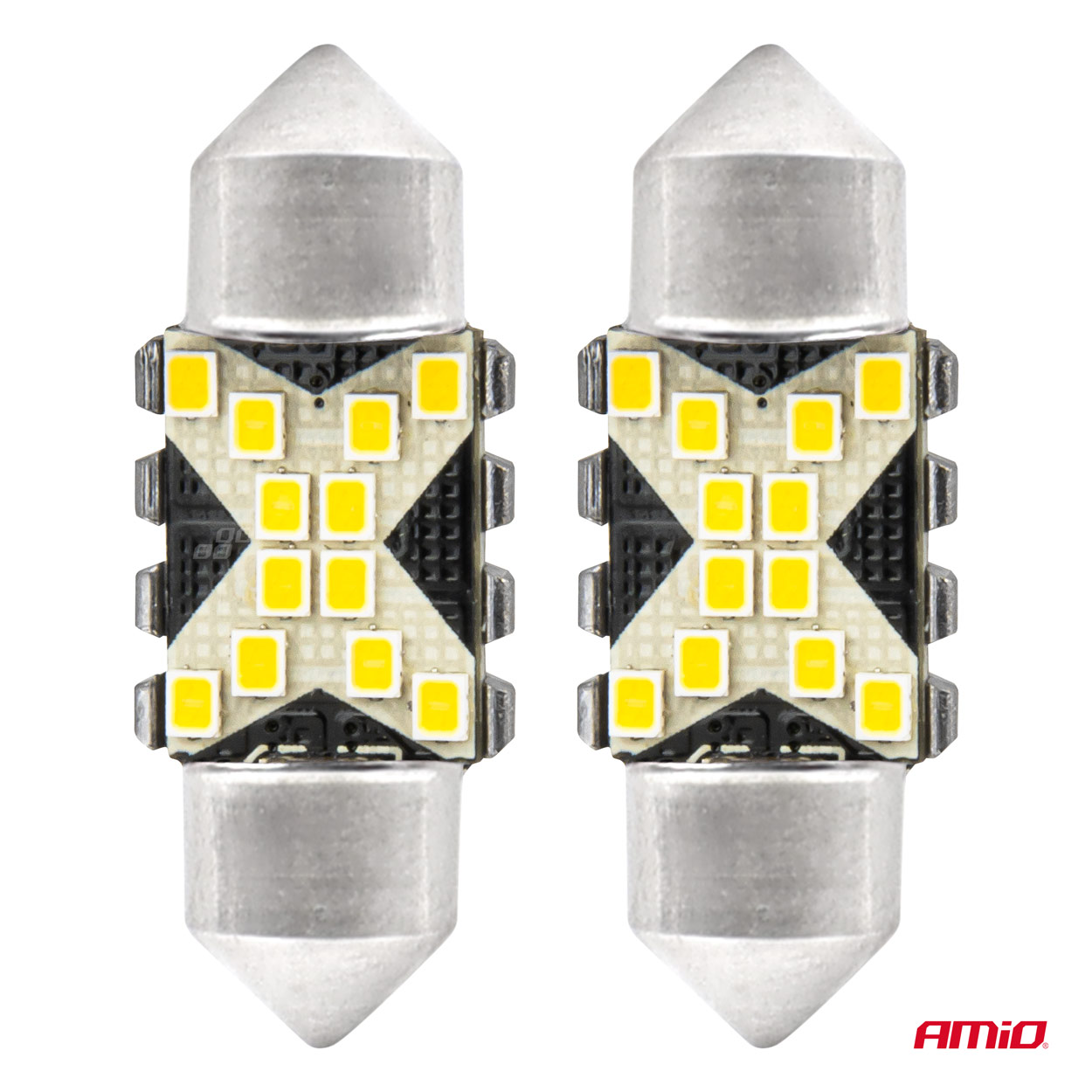 Bec auto LED CANBUS 12SMD Festoon C5W 2016 31mm, alb, 12/24V; set 2 buc AMIO
