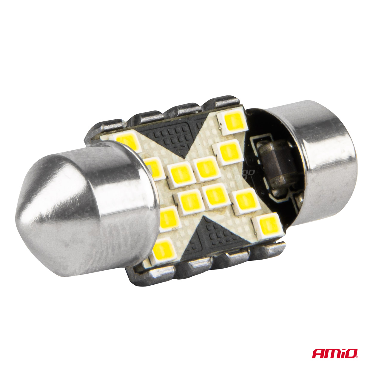 Bec auto LED CANBUS 12SMD Festoon C5W 2016 31mm, alb, 12/24V; set 2 buc AMIO