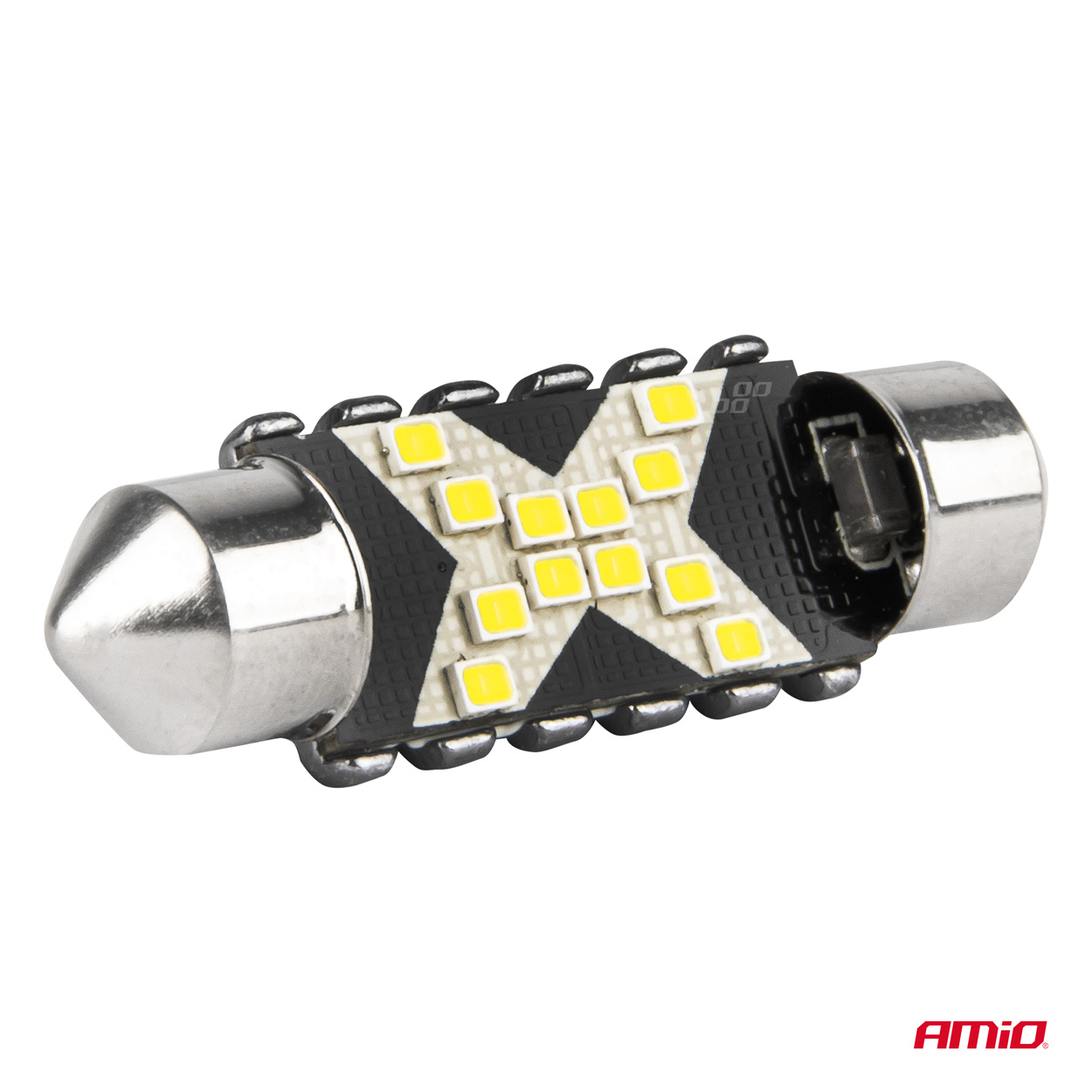 Bec auto LED CANBUS 12SMD Festoon C5W 2016 36mm, alb, 12/24V, set 2 buc ; AMIO