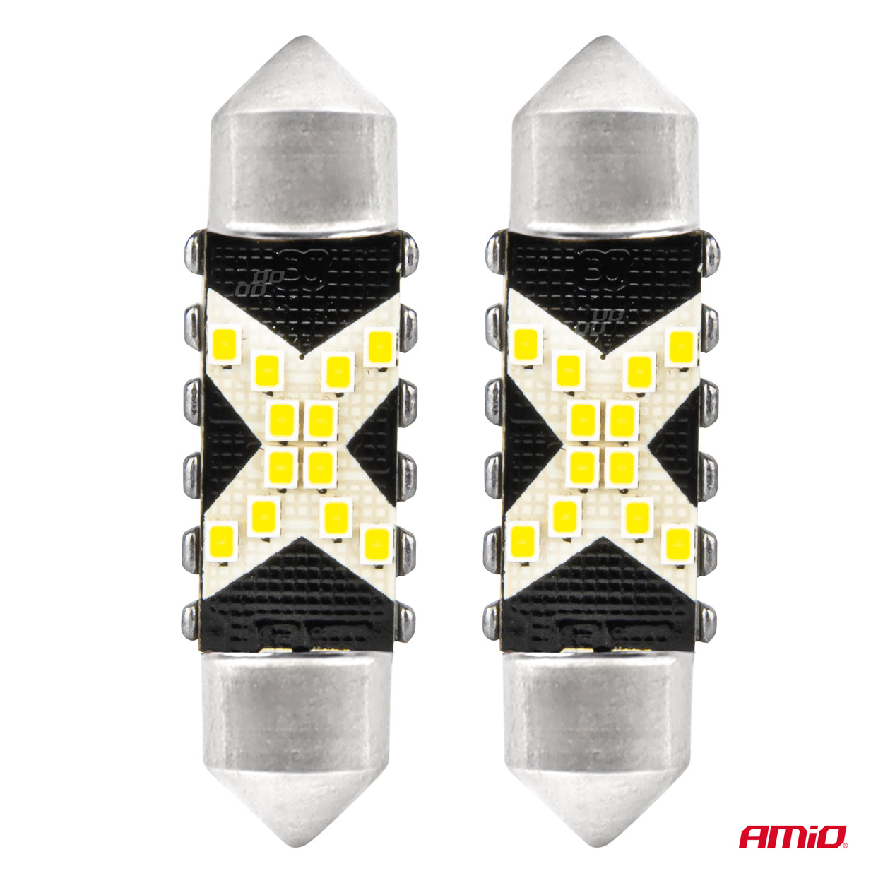 Bec auto LED CANBUS 12SMD Festoon C5W 2016 41mm, alb, 12/24V, set 2 buc; AMIO