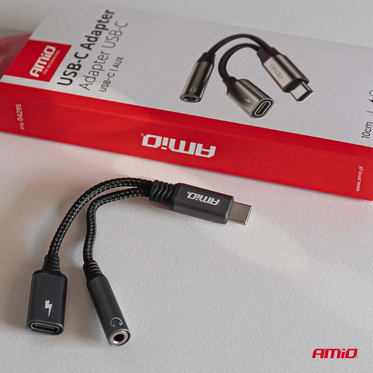 Adaptor cablu USB Tip-C la USB-C si Mini Jack Stereo, 3.5mm, 10cm