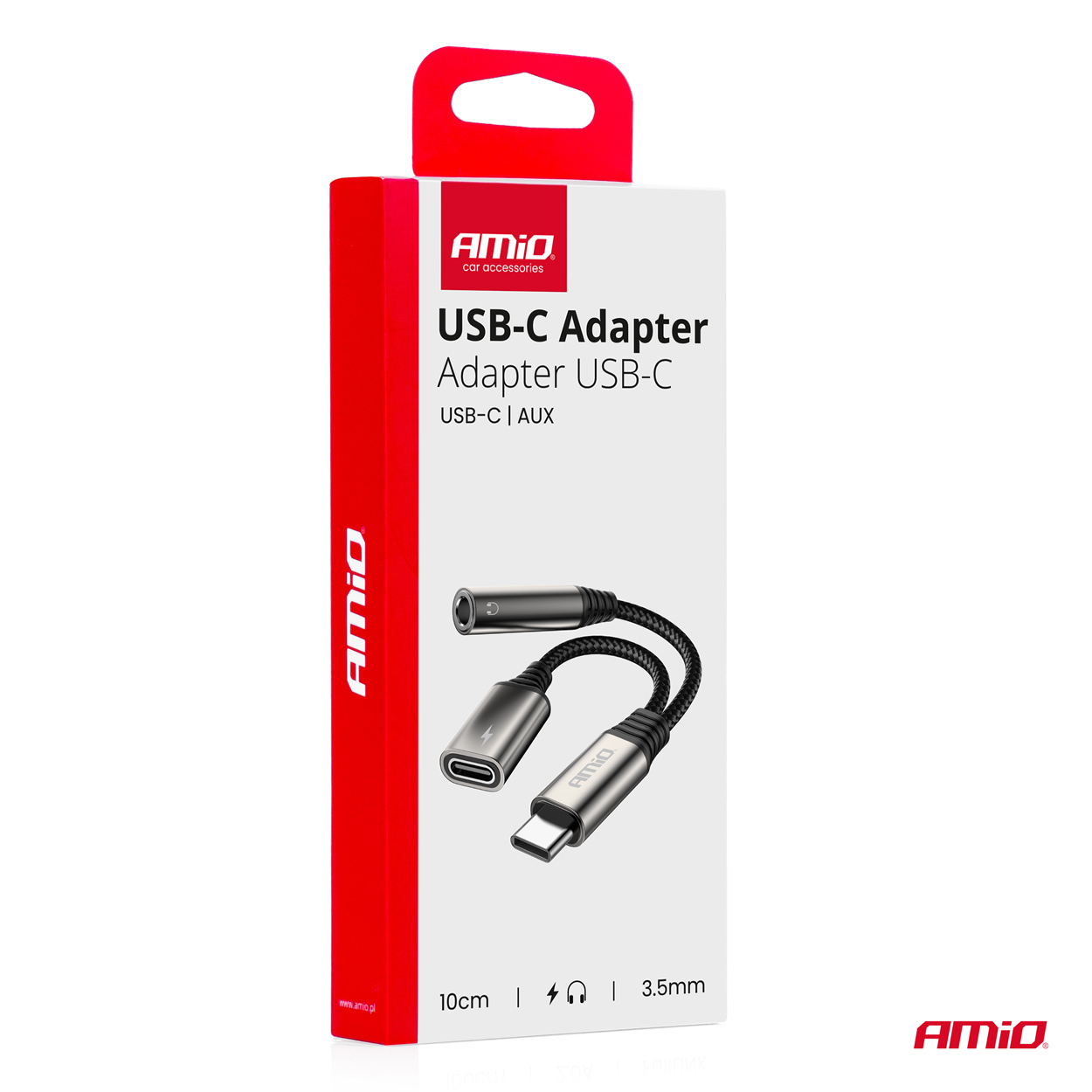 Adaptor cablu USB Tip-C la USB-C si Mini Jack Stereo, 3.5mm, 10cm