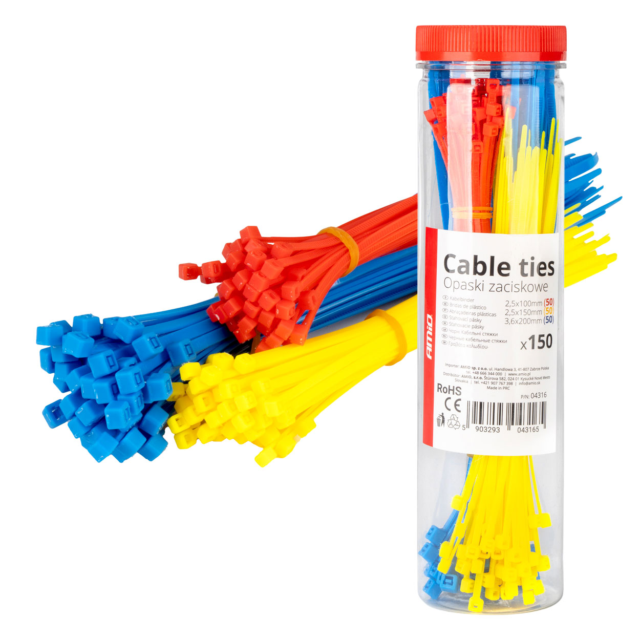 Set fasete din plastic multicolore set de 150 buc; AMIO