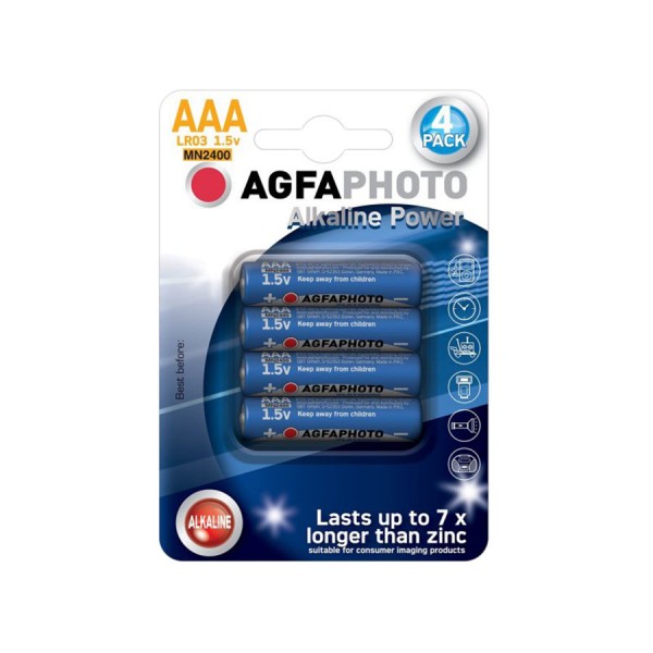 Baterii Agfa Alkaline Power, AAA/LR03, 4 buc./blister