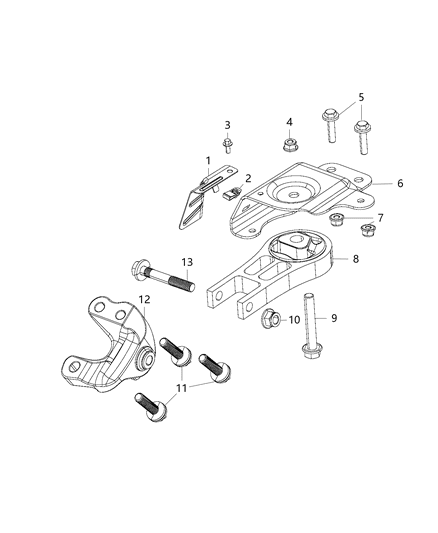 Suport motor spate Jeep Cherokee KL 2.0 2.2L 3.2L , Original, 68287871AA