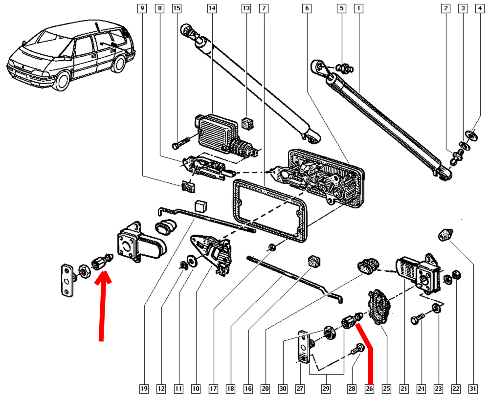 Blocator broasca haion Renault Espace Mk3 J63, 6025110229