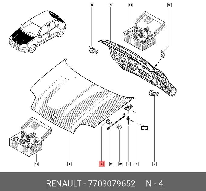 Suport capota RENAULT KANGOO, Dacia Sandero Original, 7703079652