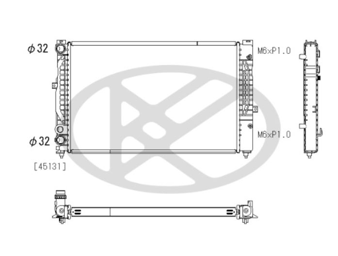 Radiator Audi A4 94-00, A6 01-04, A6 97-01; Skoda Superb 02-08; Vw Passat (B5) 00-05, Passat (B5) 97-00, motor: 1.6, 1.8, 1.8 T, 1.9 TD, 1.9 TDI, 630x397x34, Koyorad, Aluminiu/ Plastic brazat, 4B0121251G; 8D0121251AC