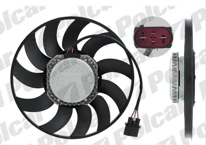 Ventilator radiator fara suport Audi A6 10-, A7 10-, A8 10-, motor: 4.0 V8 T, 385 mm; 4 pini, 4H0959455AB; 4H0959455K