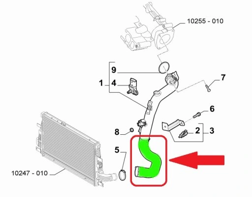 Furtun intercooler Alfa Romeo 159 05-12, Brera 05-10, Spider 06-10, motor: 2.0 JTDm, Cauciuc, 50512872; 50518776