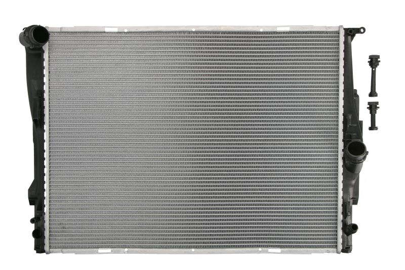 Radiator Bmw Seria 1 E87/E88/E81/E82 04-11, 3 E90/E91/92/93 05-13, X1 E84 09-15, motor: 1.6, 2.0, 3.0 R6, intrare/iesire conectare rapida, 600x453x34, Aluminiu/ Plastic etansat mecanic, 17117521048; 17117559273