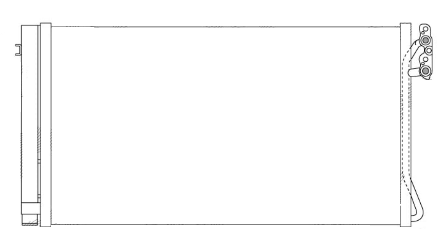 Condensator climatizare AC Bmw Seria 1 E87/E88/E81/E82 04-11, 3 E90/E91/92/93 05-13, X1 E84 09-15, motor: 2.0 d, Condensator cu uscator integrat , 620(580)x338x16, miez si rezervor din aluminiu brazat, 64536930039; 64539169526