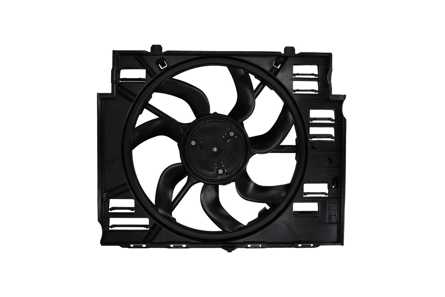 Ventilator radiator BMW Seria 5 E60/E61 03-10, 6 E63/E64 04-11, motor: 3.0 d, 600W; 480 mm; 3 pini, 17427789824; 17427801657