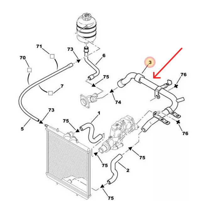 Furtun radiator Citroen C3 02-10, C4 04-10, Xsara 00-04; Peugeot 206/206+ 98-, 307 01-08, motor: 1.6, Metal, 1323FG; 1351CL