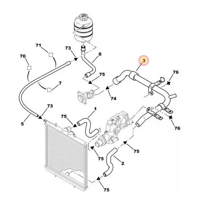 Furtun radiator Citroen C3 02-10, C4 04-10, Xsara 00-04; Peugeot 206/206+ 98-, 307 01-08, motor: 1.6, Metal, 1351CL