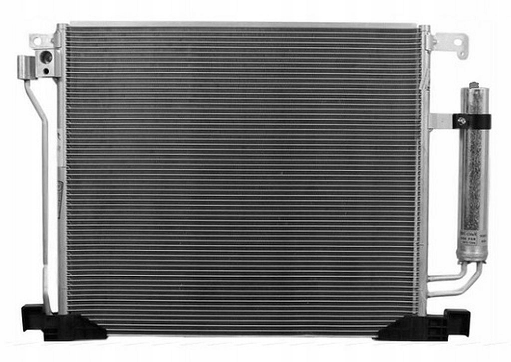 Condensator climatizare AC Nissan Juke 10-, Pulsar 14-, motor: 1.2 DIG-T, 1.5 dci, 1.6 DIG-T, 1.6 T, Condensator cu filtru uscator , 495 (465)x417 (406)x12, miez si rezervor din aluminiu brazat, 92100-BA61A; 92100-BA61B