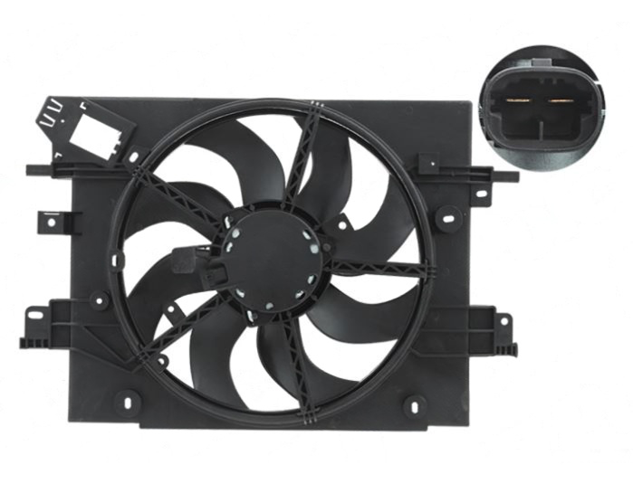 Ventilator radiator Dacia Logan 12-, Sandero 12-, motor: 0.9 TCE, 1.2, 1.5 dci, 2 pini, 214811897R