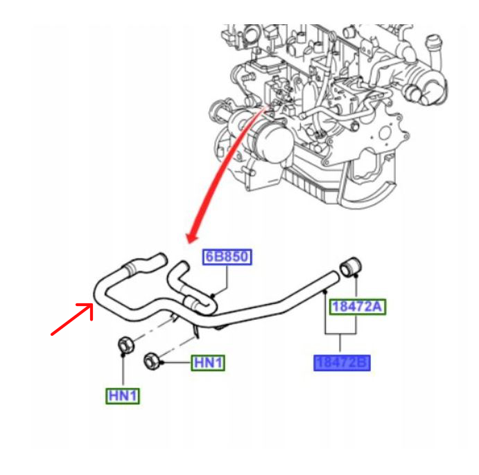 Furtun radiator Ford Focus C-Max 03-07, Focus 04-11, Focus 98-04, Transit Connect 02-06, Transit Connect 06-13, motor: 1.8 TDCI, Metal, 1076265; 1133560
