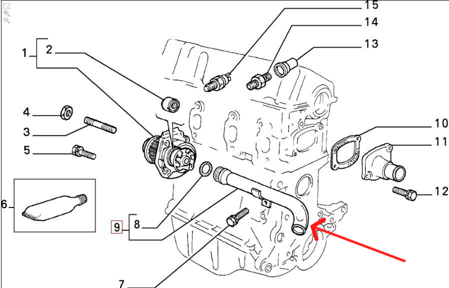 Furtun radiator Fiat Brava/Bravo 95-/Marea 96-02, Cinquecento 91-98, Panda 80-02, Punto 93-99, Seicento/600 98-10, Tipo 88-96; Lancia Y 96-03, Y10/Autobianchi Y10 85-95, motor: 1.2, Metal, 46419382; 46419454