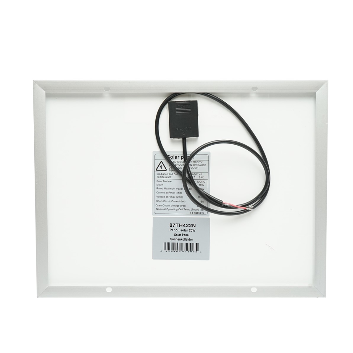 Panou solar 20W fotovoltaic monocristalin 400x300x17mm THOR