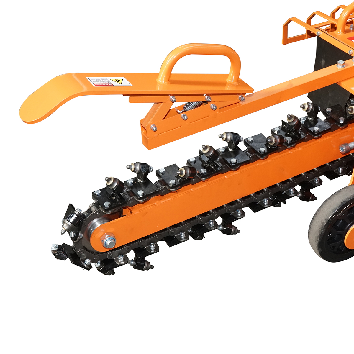 Masina de sapat santuri Thor 15 CP, motor termic 4 timpi 420 cc, latime sant 100 mm, adancime reglabila 200/450/600 mm, 60 m/h, lama 27 dinti, lant 2000 mm, pornire manuala, 198/215 kg