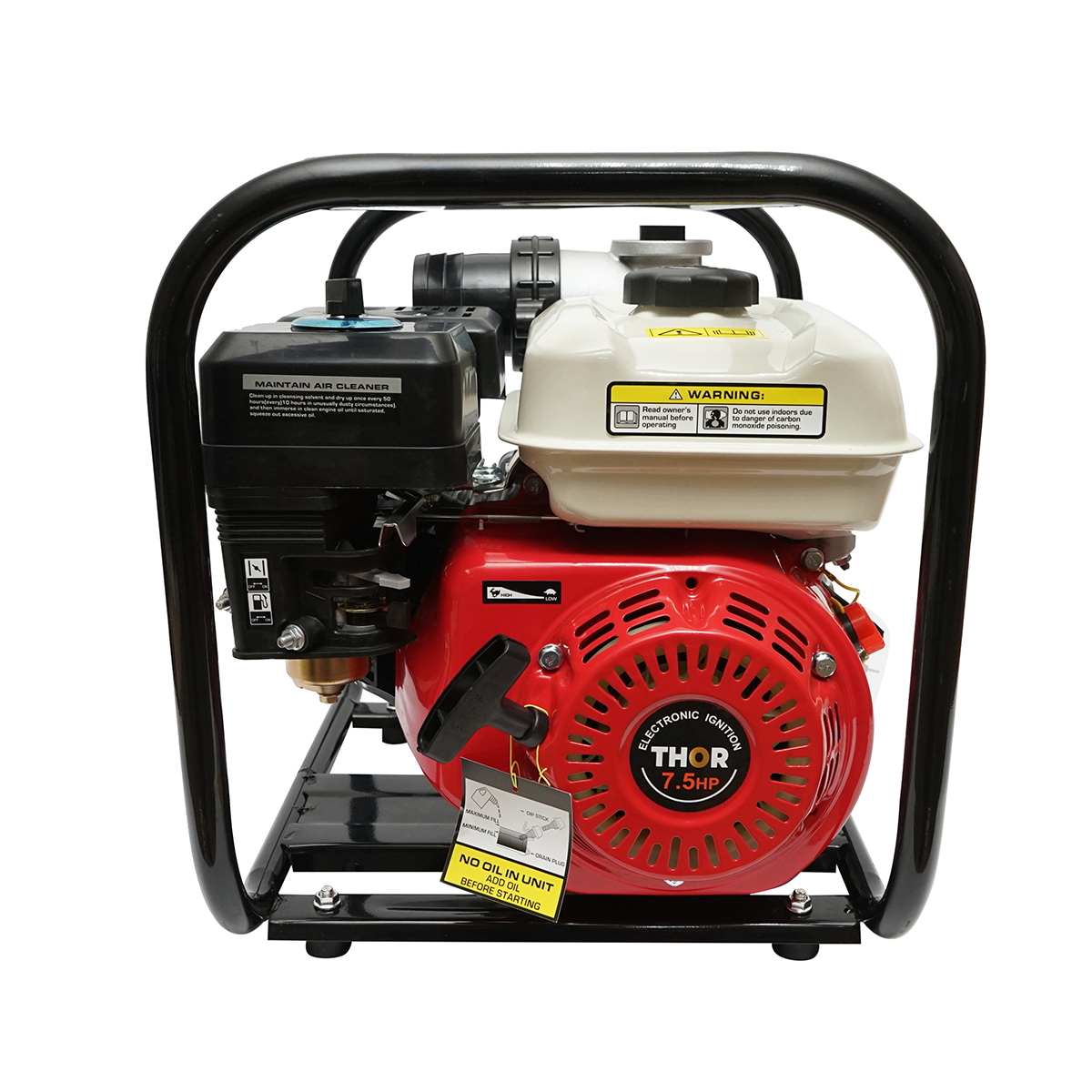 Motopompa Thor WP30 motor tip Honda 7.5 CP, 3 toli (76 mm), 196 cc, debit 60 m3/h, adancime absorbtie 8 m, inaltime pompare 30 m, 3600 rot/min, 21,9 kg, 500x370x420 mm