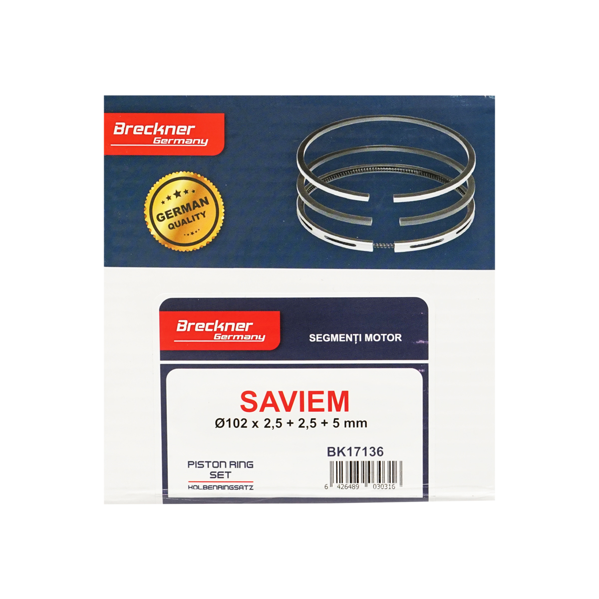 Segmenti motor Saviem, FIAT, fi 102mm 2,5x2,5x5mm, Breckner Germany