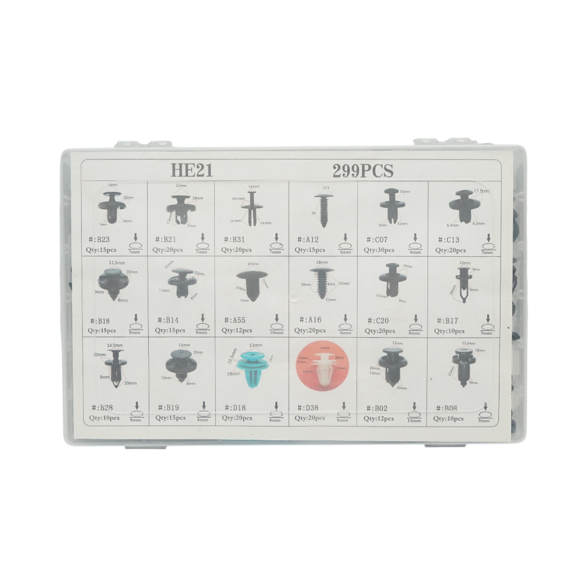 Trusa clipsuri plastic auto universale 299 piese