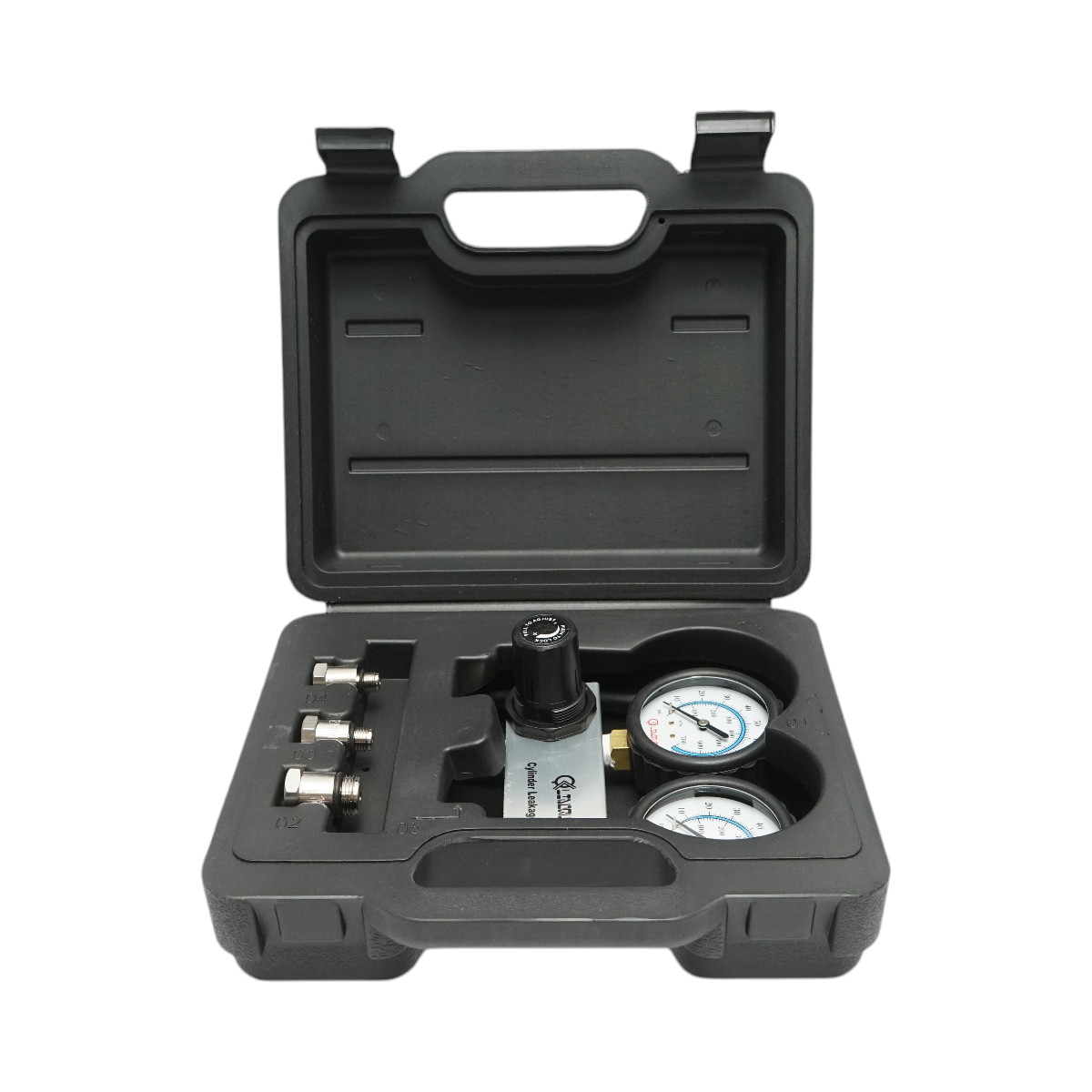 Trusa tester etansare compresie cilindru motor benzina, 3 adaptoare 10, 12, 18mm, furtun 600mm Breckner Germany