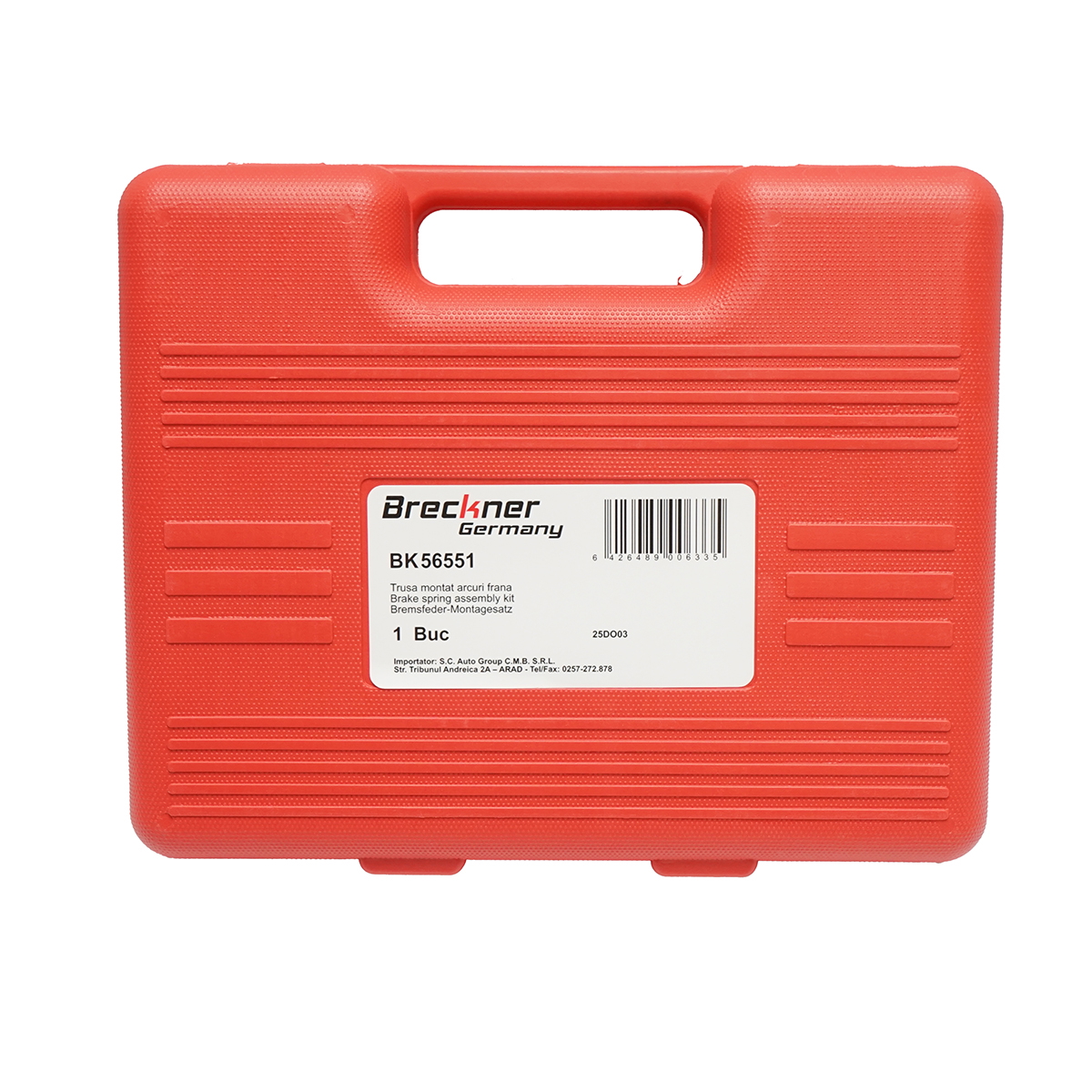 Trusa universala montare/demontare saboti frana tambur Breckner Germany, 8 piese: cleste 325 mm, 4 surubelnite cu fante, 2 linguri profilate, blocator arc