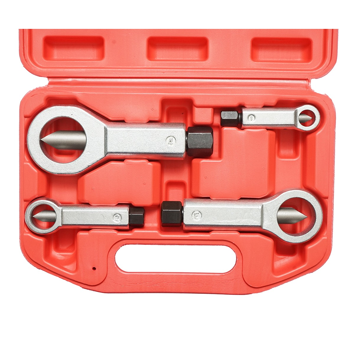 Trusa dispozitive taiat si indepartat piulite blocate/gripate/ruginite 9-27 mm, 4 unelte (9-12, 12-16, 16-22, 22-27 mm) Breckner Germany