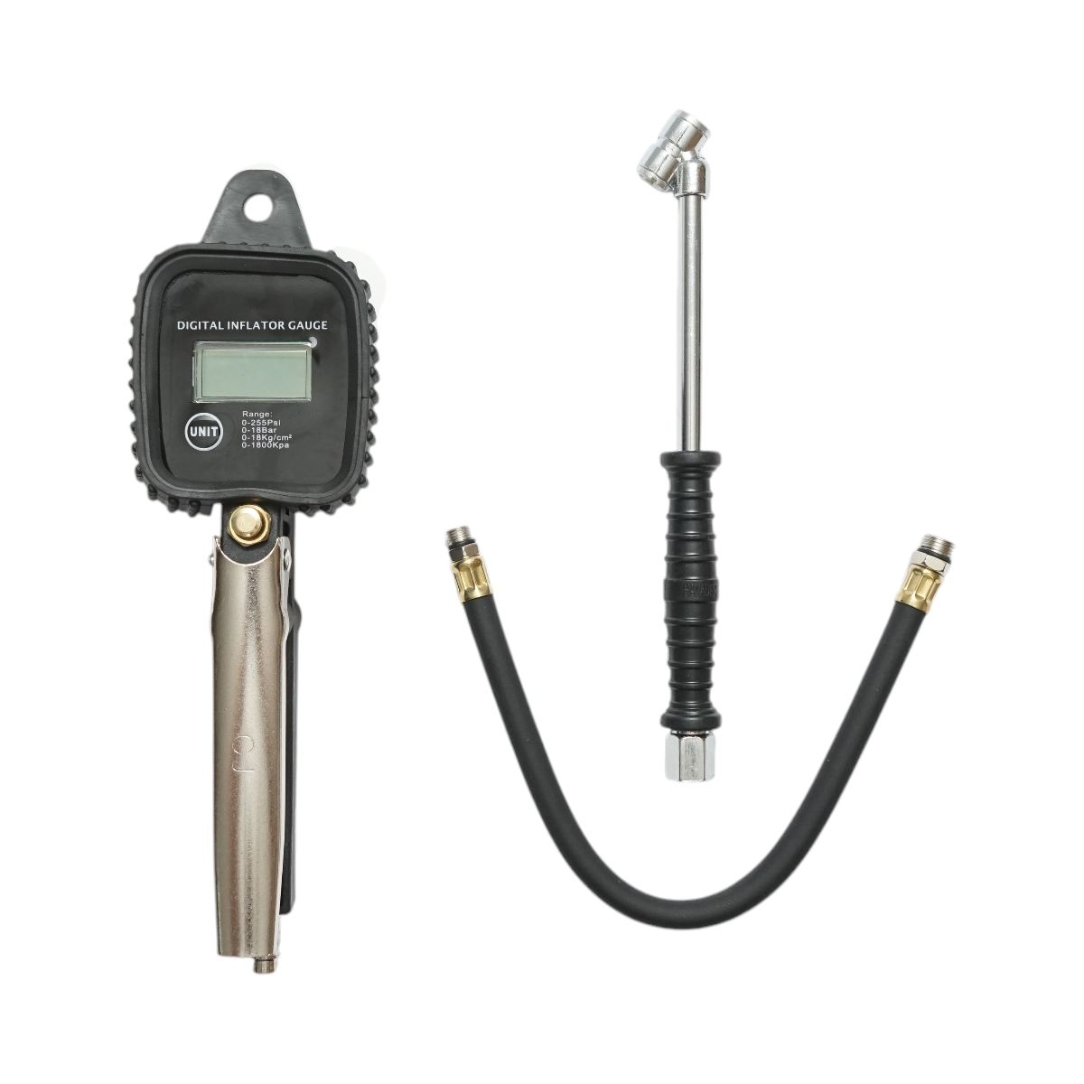 Pistol umflat roti profesional Breckner Germany cu manometru digital LCD 0-18 bar, furtun 400 mm, racord aer 1/4, unitati bar/psi/kg/cm /kPa