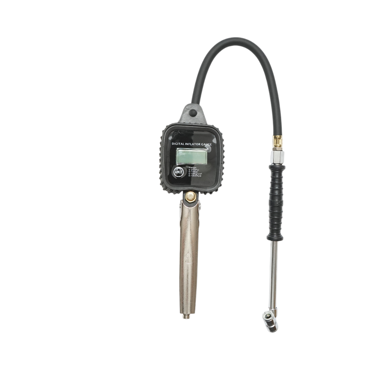 Pistol umflat roti profesional Breckner Germany cu manometru digital LCD 0-18 bar, furtun 400 mm, racord aer 1/4, unitati bar/psi/kg/cm /kPa