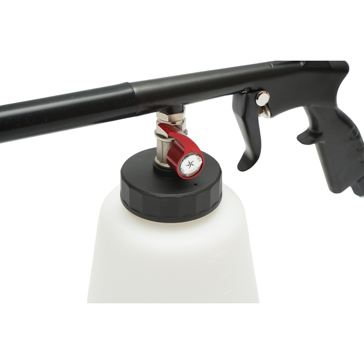 Pistol detailing interior Tornador pneumatic cu rezervor 1L Breckner Germany, 6-8 bar, 200-300 L/min, racord 1/4, rezervor plastic rezistent alb