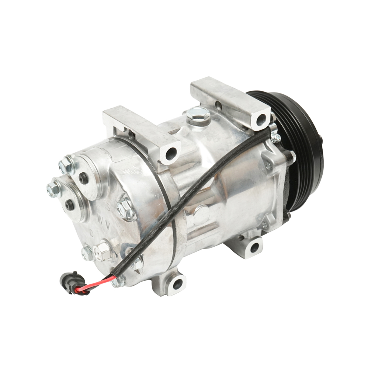 Compresor clima A/C 12V pentru New Holland T6010-T6080, TS100A-TS135A, Case IH Maxxum/MXU/Puma cod OEM 87709785, 87802912, fulie 112 mm 4 caneluri Breckner Germany