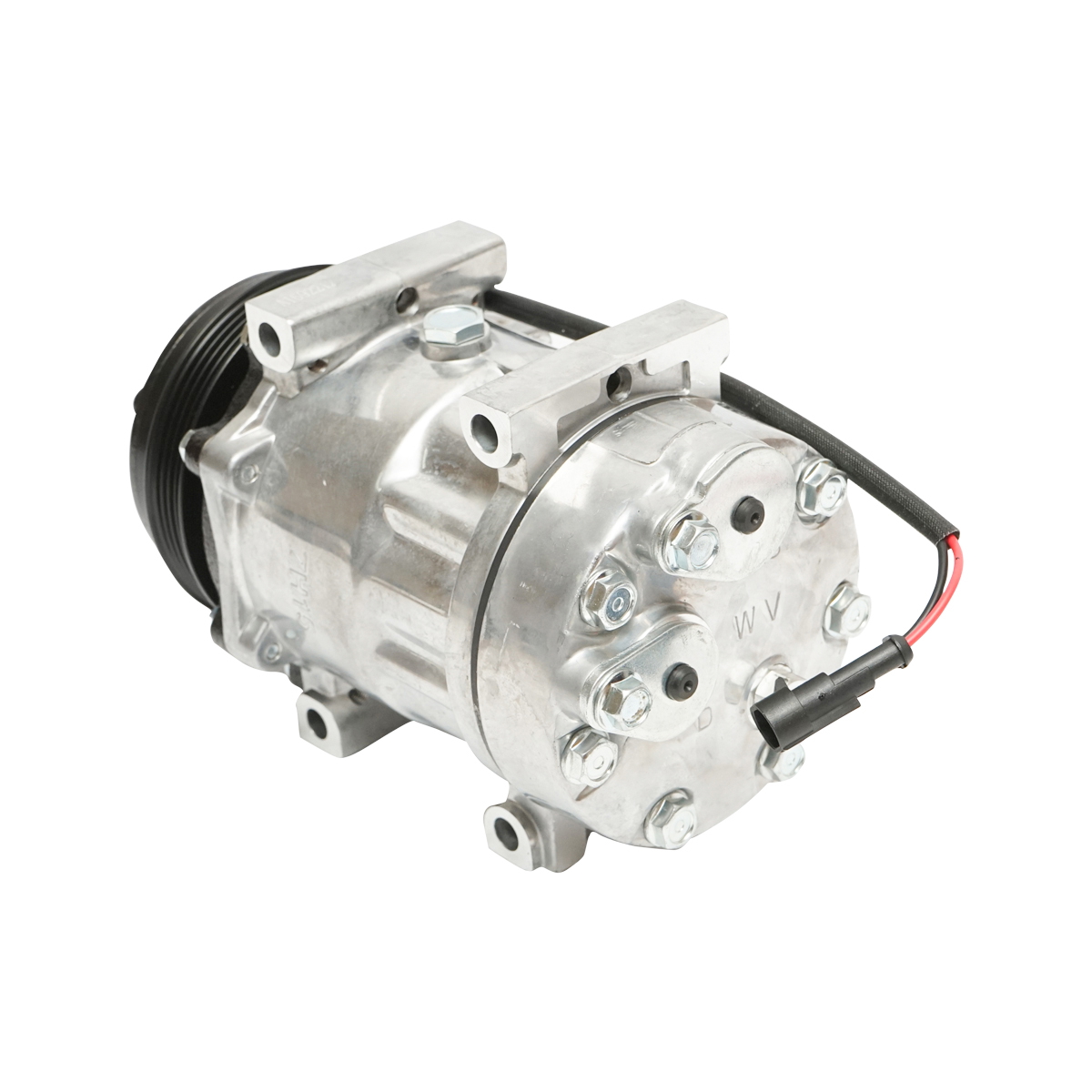 Compresor clima A/C 12V pentru New Holland T6010-T6080, TS100A-TS135A, Case IH Maxxum/MXU/Puma cod OEM 87709785, 87802912, fulie 112 mm 4 caneluri Breckner Germany