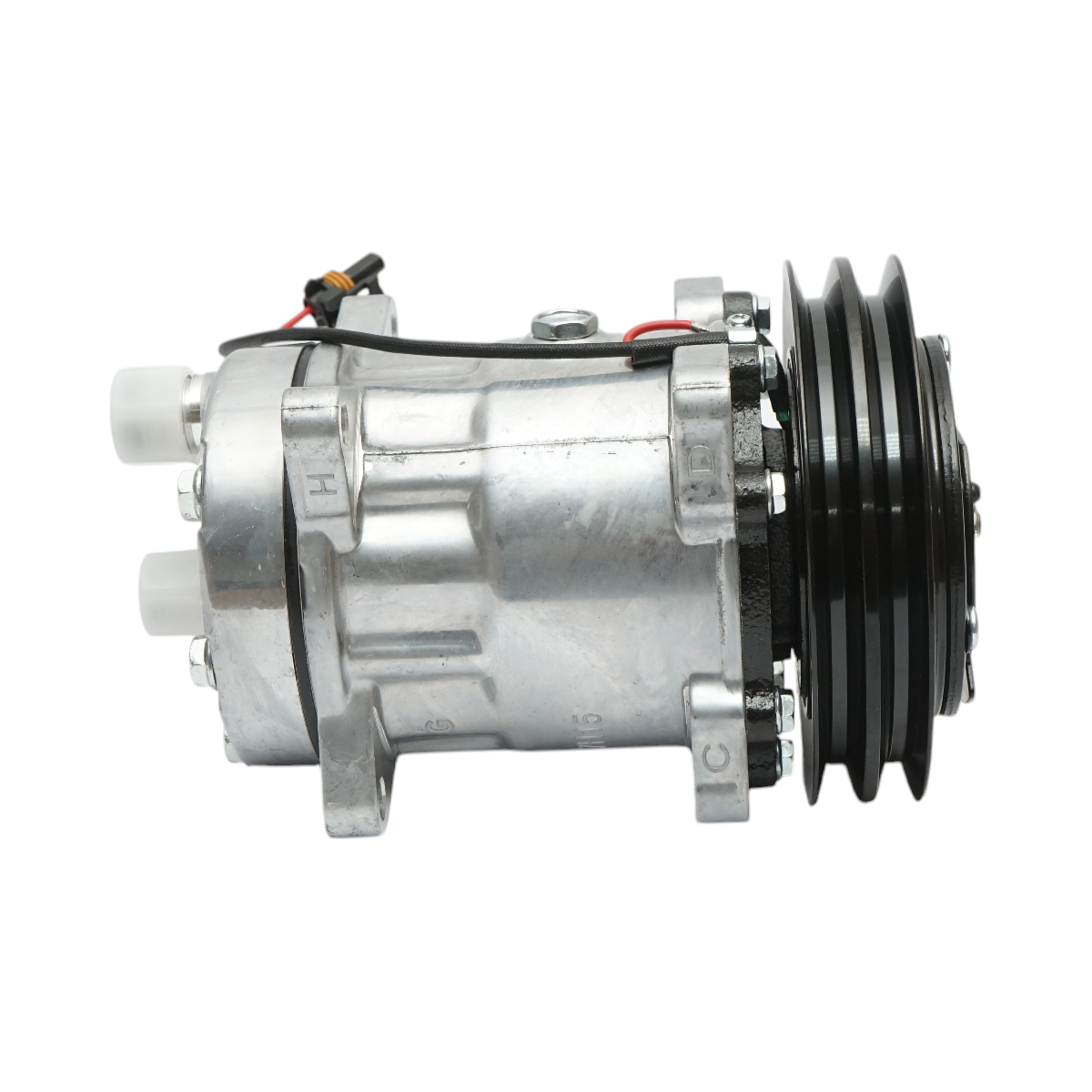 Compresor clima A/C Deutz-Fahr OEM 04411400, 04437338, 1324240 Breckner Germany, 12 V, fulie 148 mm, 2 caneluri, pentru Agrofarm si Agrotron (inclusiv 4, 6, K, MKIII, TTV)