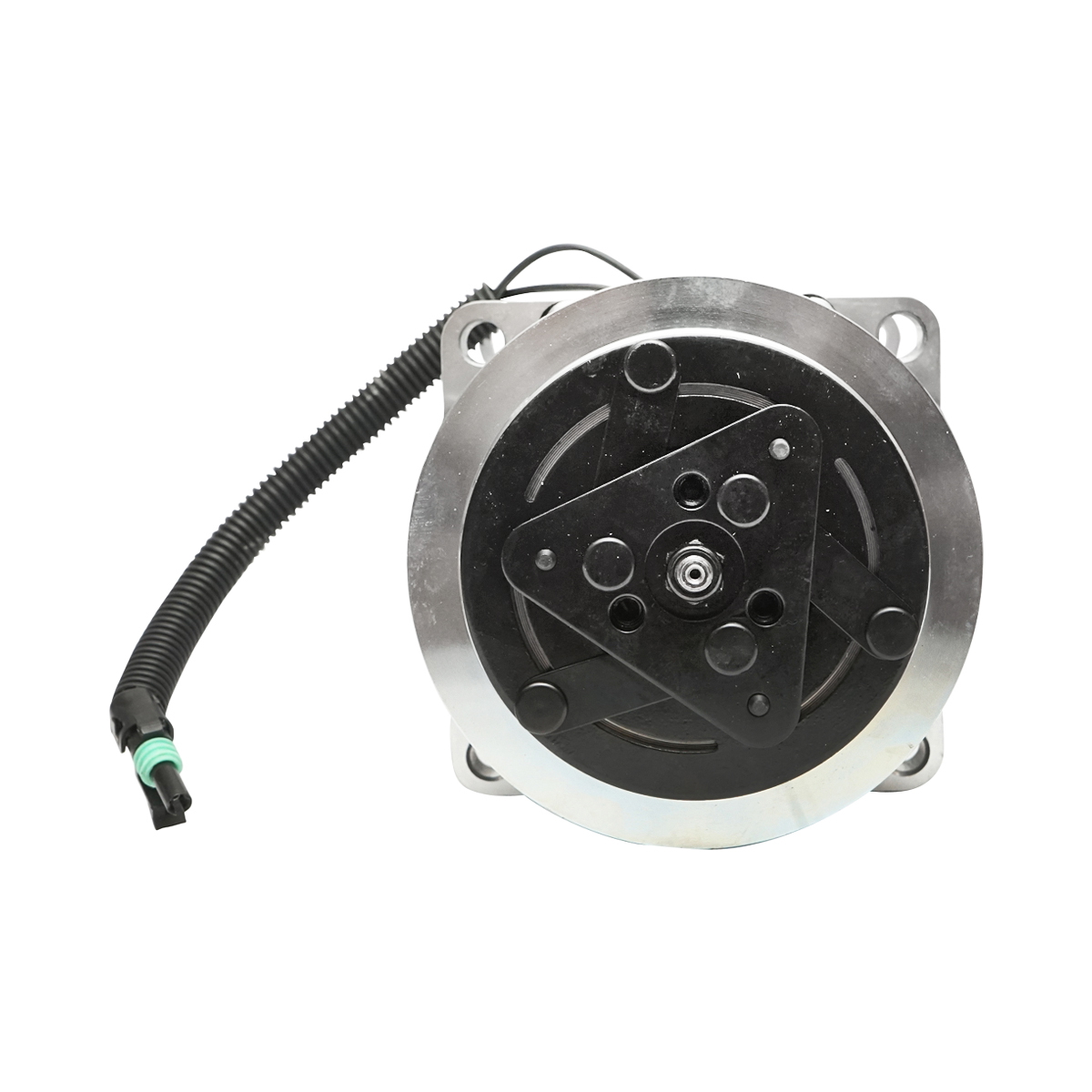 Compresor clima A/C 12V fulie 132 mm 2 caneluri pentru Landini, Massey Ferguson, Deutz, Lamborghini - cod OEM 3538725M91, 3550921M91, 3552611M91, 392214A1, 6005016248, 001103234, 01103234