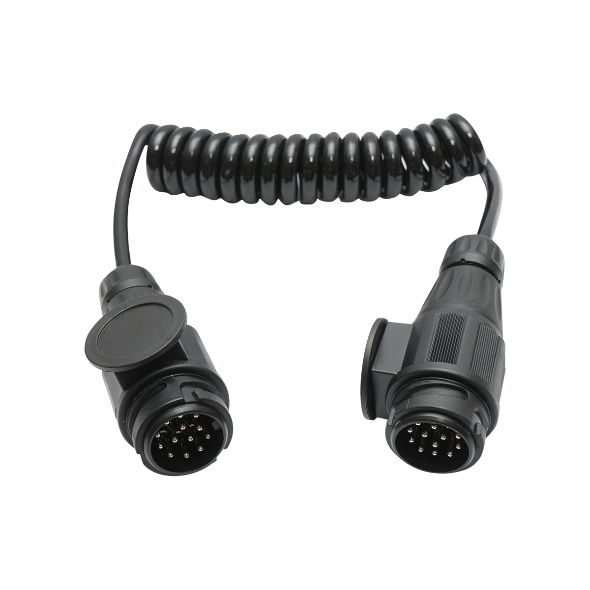 Cablu spiralat remorca 2.2 m, 2 x fise tata 13 pini, 8 fire electrice, Breckner Germany