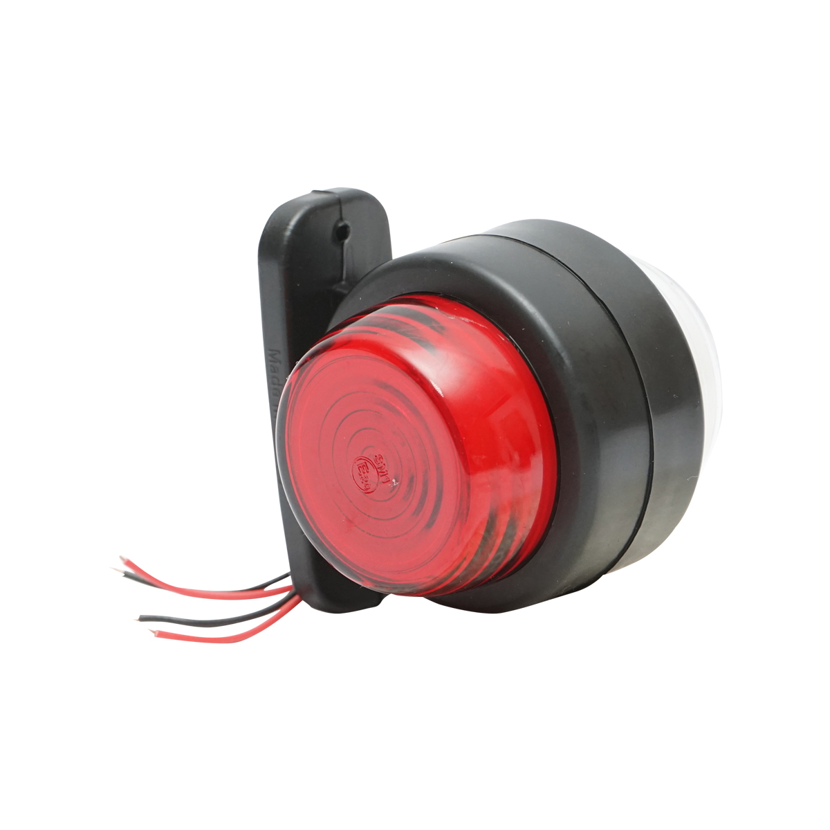 Lampa gabarit laterala LED NEON rosu-alb 12-24V Breckner Germany, diametru 70 mm, inaltime 100 mm, latime 84 mm, distanta intre prinderi 60 mm