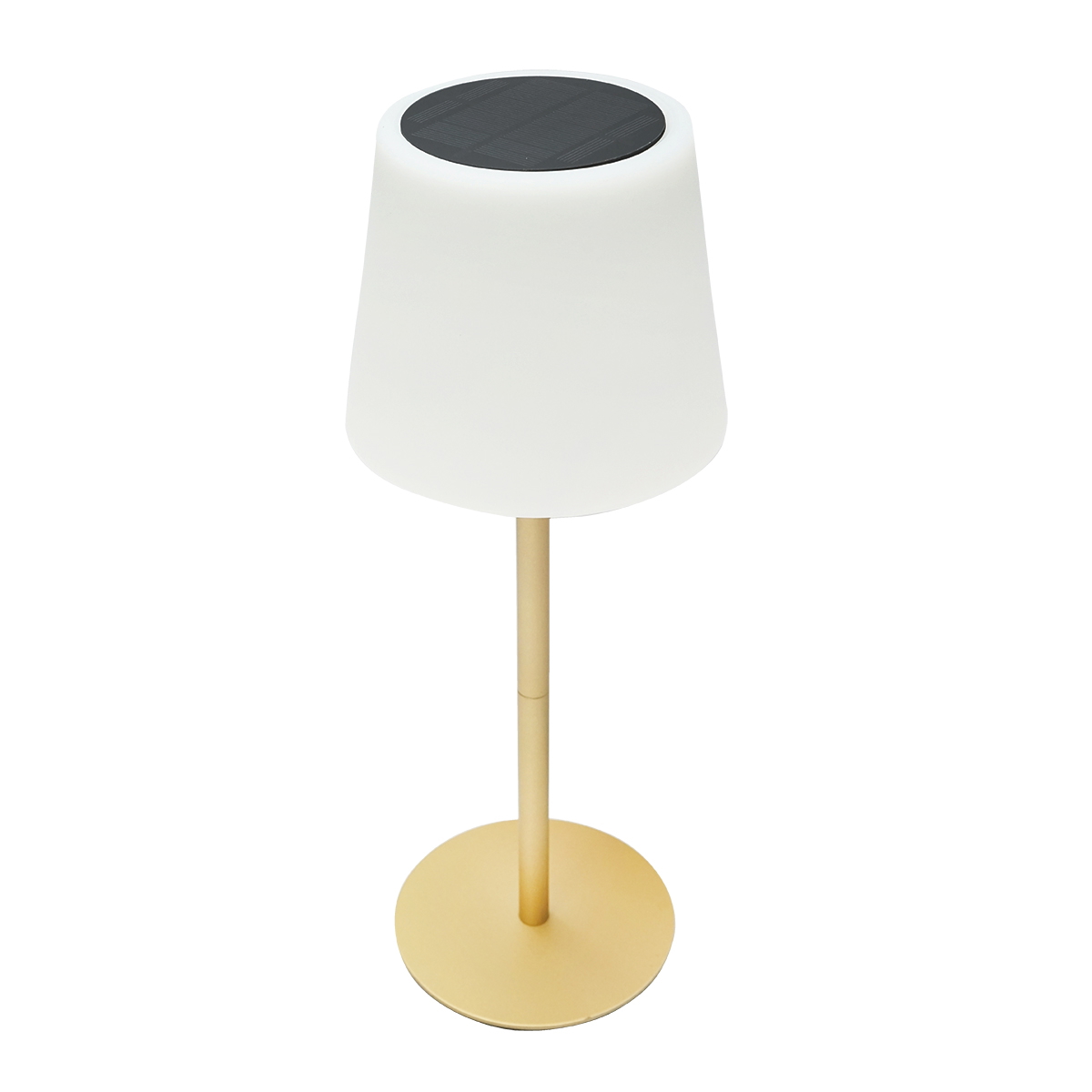 Lampa de masa solara LED 2W, panou solar 5.5V 0.7W, baterie Li-ion 3.7V 1200mAh, USB-C 5V 1A, 3000K, IP65, auriu Breckner Germany